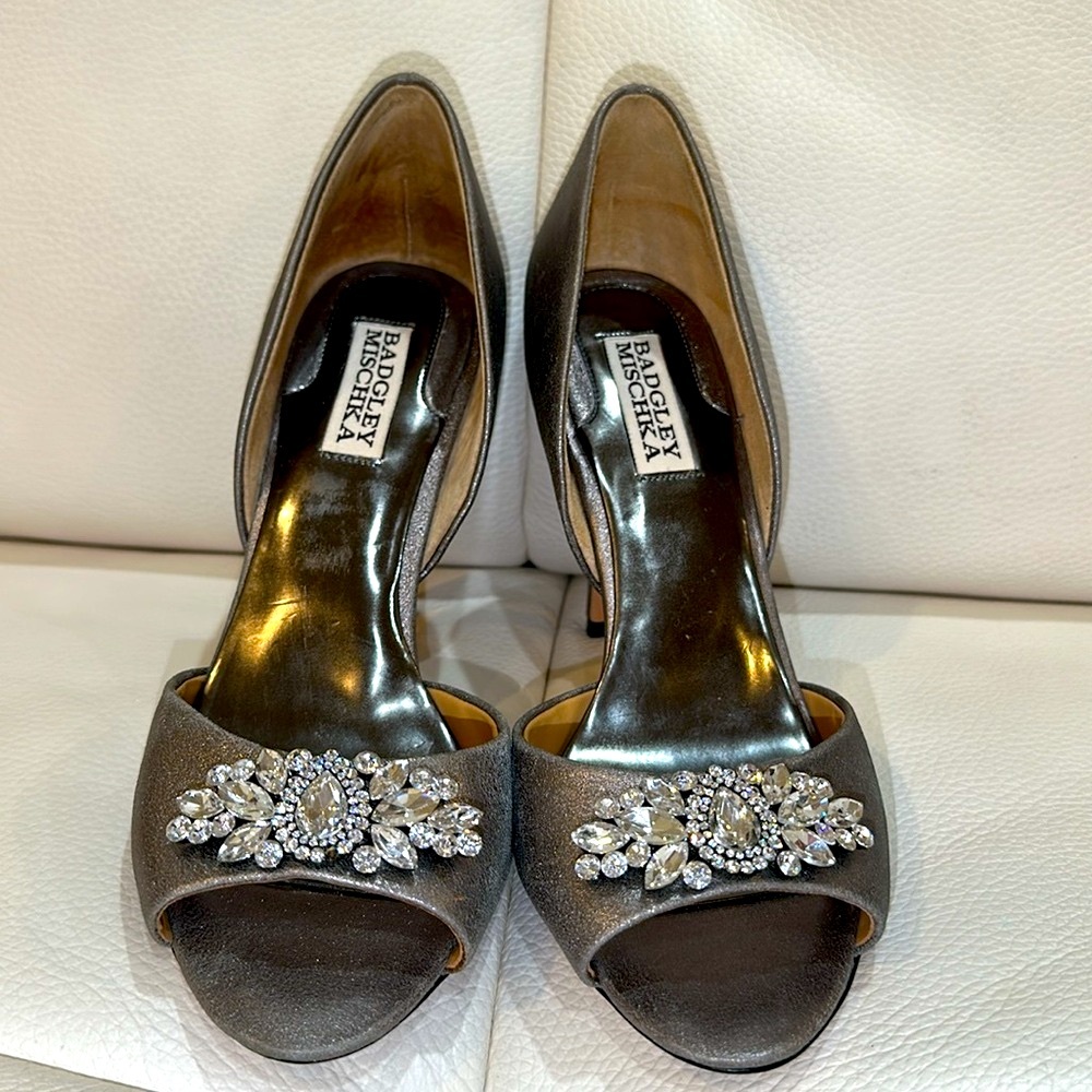 BADGLEY MISCHKA Womens Giana II Open Toe D-orsay Silver Metallic Pewter 7.5